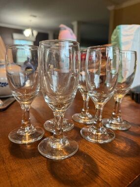 Clear Glass Stemware Set of 6 - Elegant Wine & Dessert Glasses